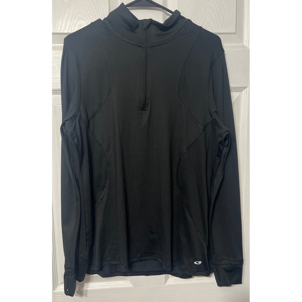 C9 by Champion Womens XL Black Quarter Zip Pullover Thumbholes Back Pocket Sport